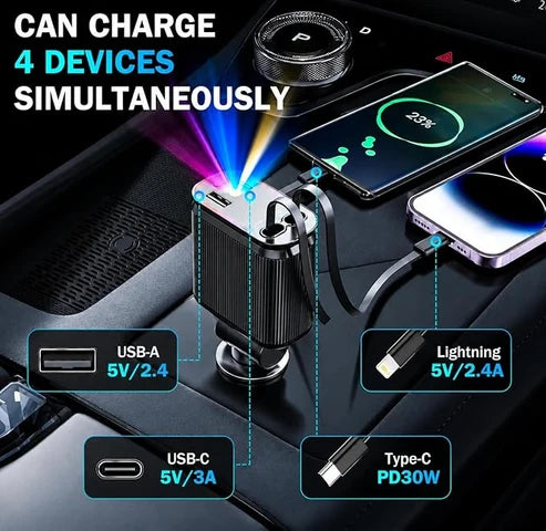 ChargeMate™ 4 in 1 Car Charger